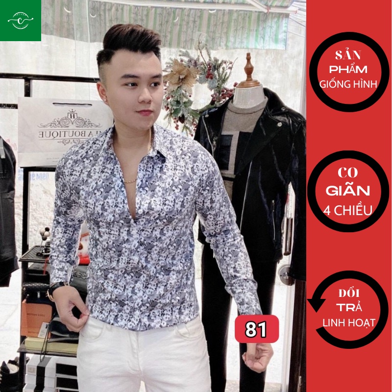 Áo sơ mi nam dài tay cổ bẻ, áo sơ mi họa tiết chất vải lụa, không nhăn không xù 81 | BigBuy360 - bigbuy360.vn