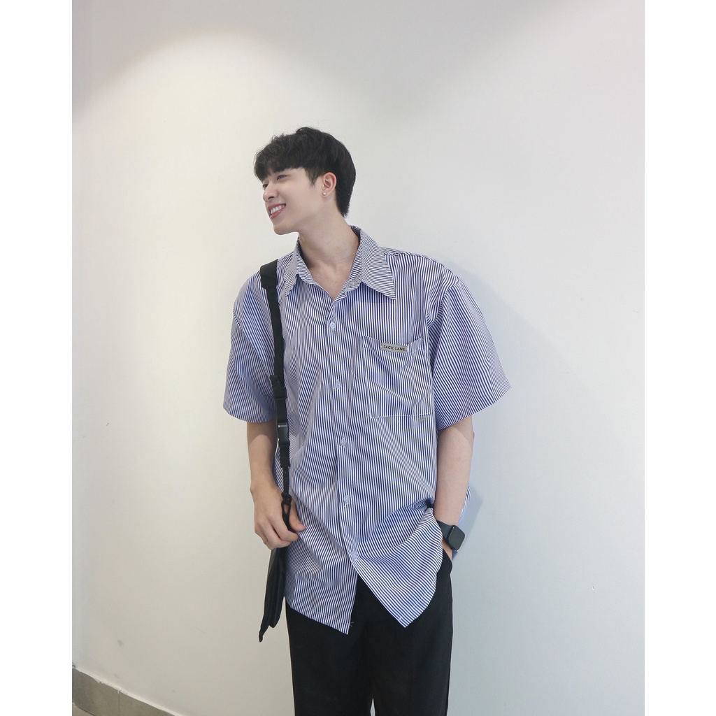 ÁO SƠMI CỘC TAY JACK LANE STRIPED, Áo sơ-mi kẻ sọc nam nữ form rộng, Local Brand JACK LANE