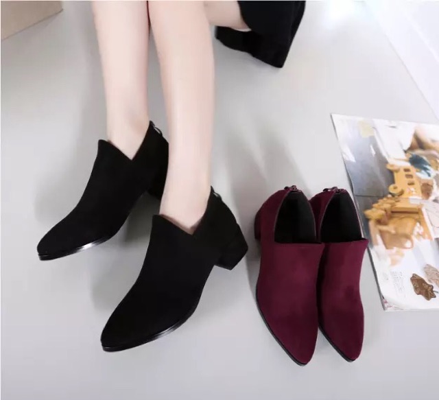 (CÓ SẴN SIZE 33-ĐỎ ĐÔ) Giày bốt trơn đế thấp size 33