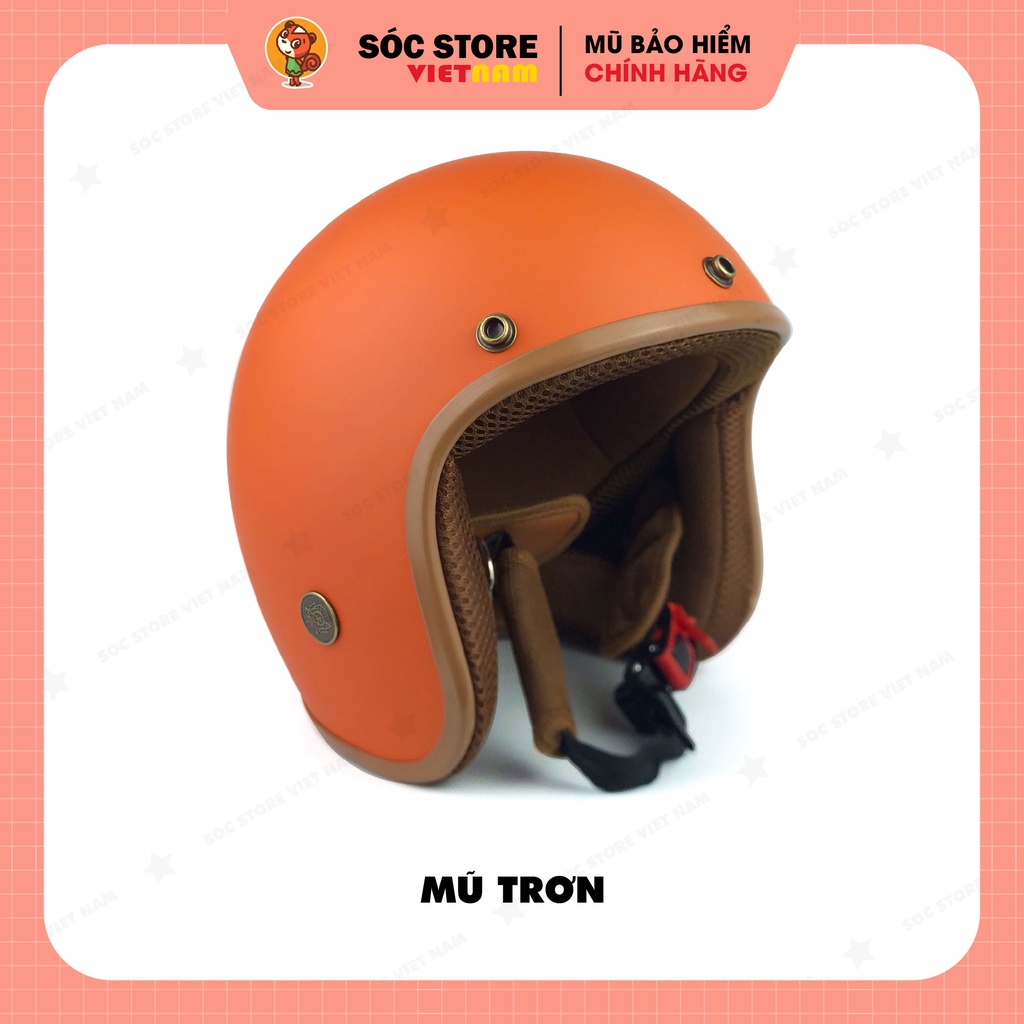 Mũ bảo hiểm 3 phần 4 chính hãng màu cam Sóc Store, nón bảo hiểm 3 phần 4 nam nữ freesize