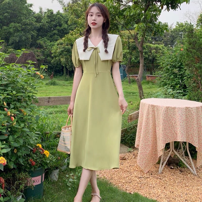 đầm xanh bơ đầm dài váy bầu mùa hè váy tiểu thư sang chảnh đầm vintage đầm khoét eo đầm bigsize nữ váy nữ xinh váy đi chơi đầm đi tiệc đầm nữ