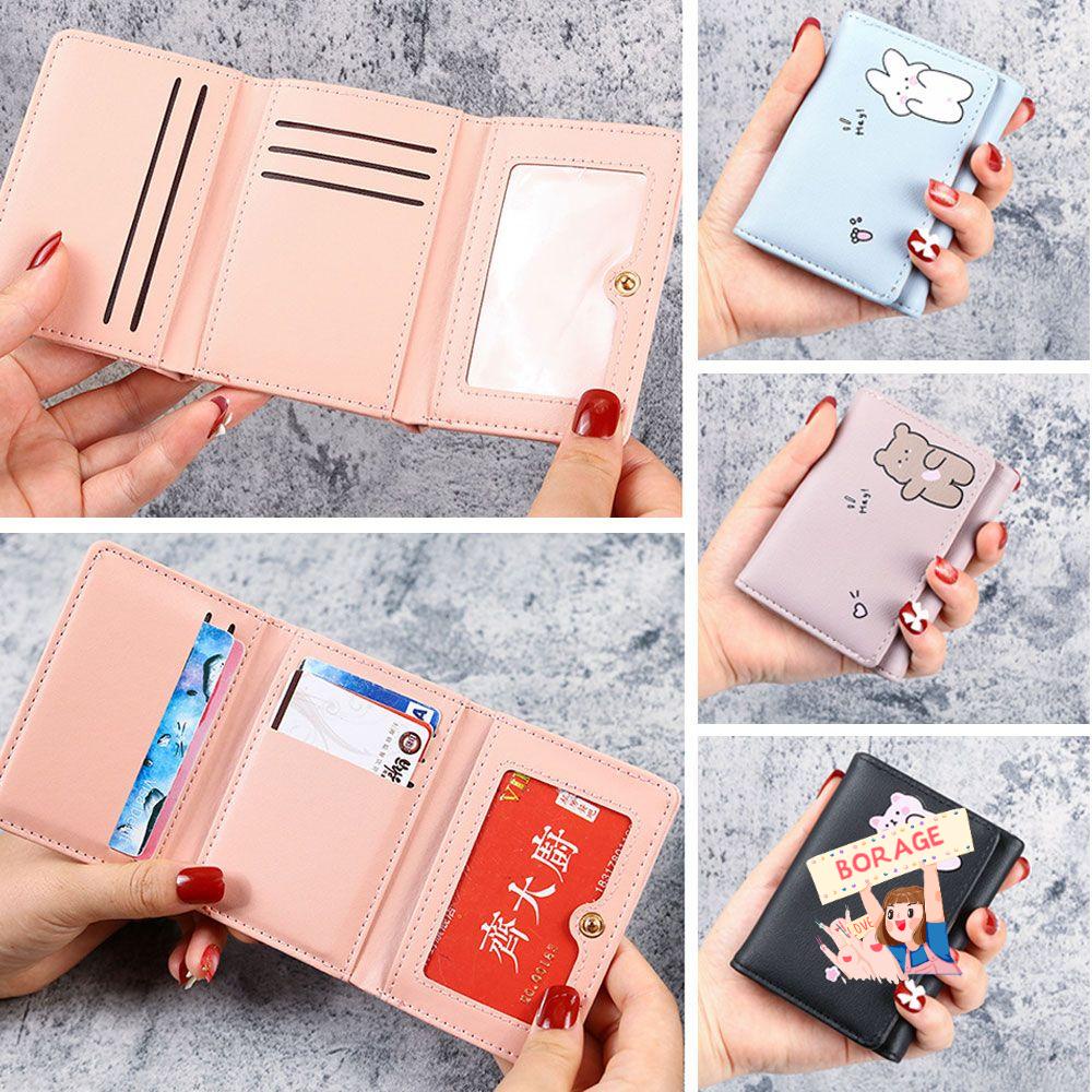 Ví Da PU Ngắn Đựng Thẻ Cho Nữ Giá Đỡ