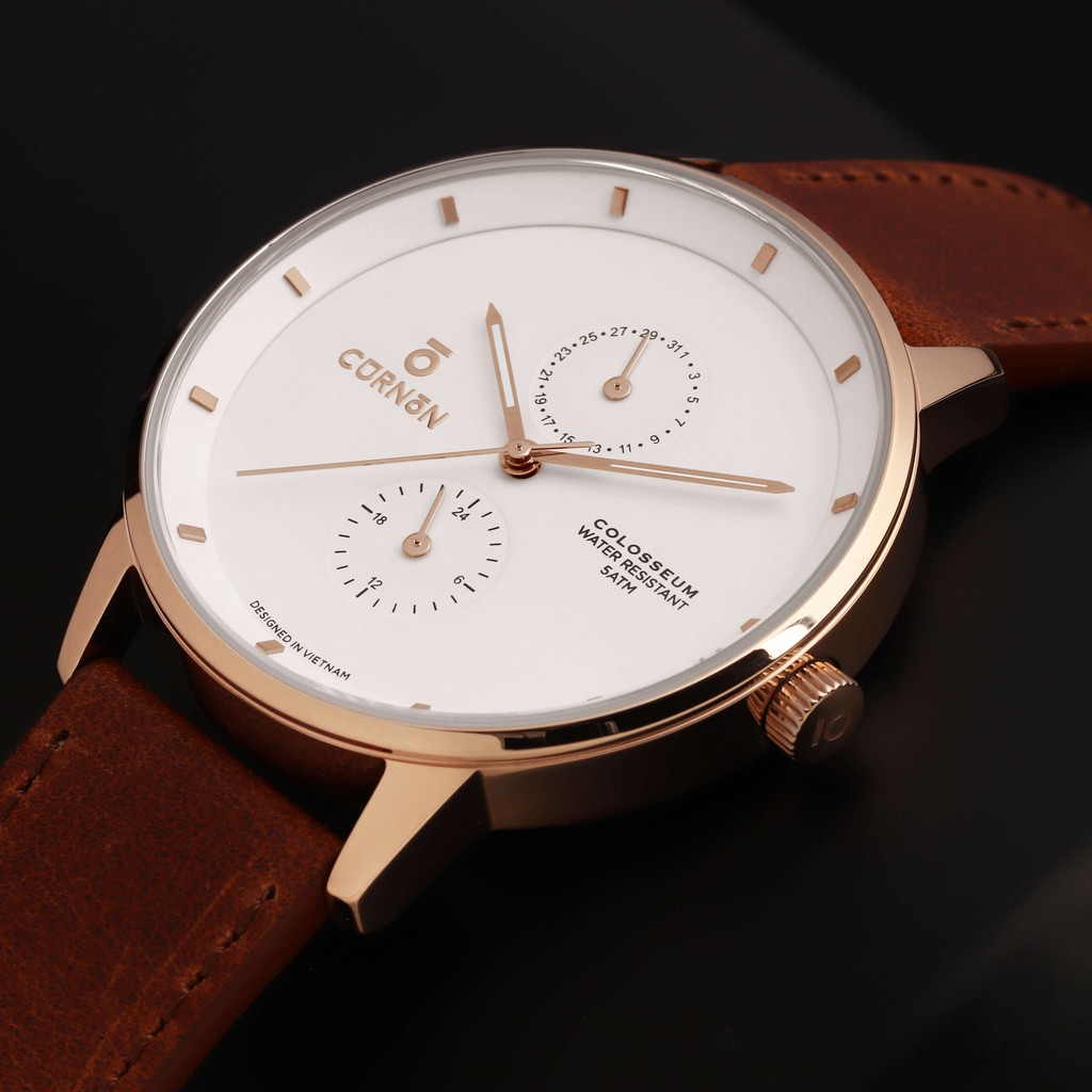 Đồng hồ nam Curnon Colosseum Staff dây da chính hãng, thiết kế thể thao chống nước | BigBuy360 - bigbuy360.vn