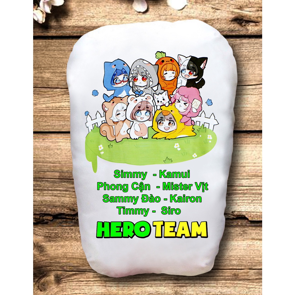 Gối Ôm- Gấu Bông Hero Team in hình 2 mặt bền- đẹp- giặt không bay màu