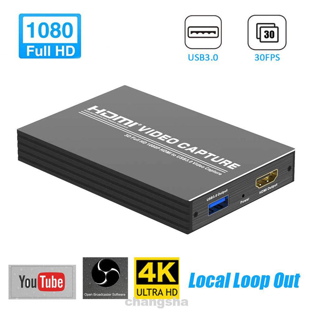 [ kho sẵn sàng ]4K 1080P Multifunction Aluminium Alloy Live Streaming HDMI To USB3.0 Online Teaching Local Loop Out Video Capture Card