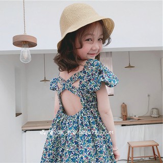 Đầm Hoa Hở Lưng Cho Bé Gái