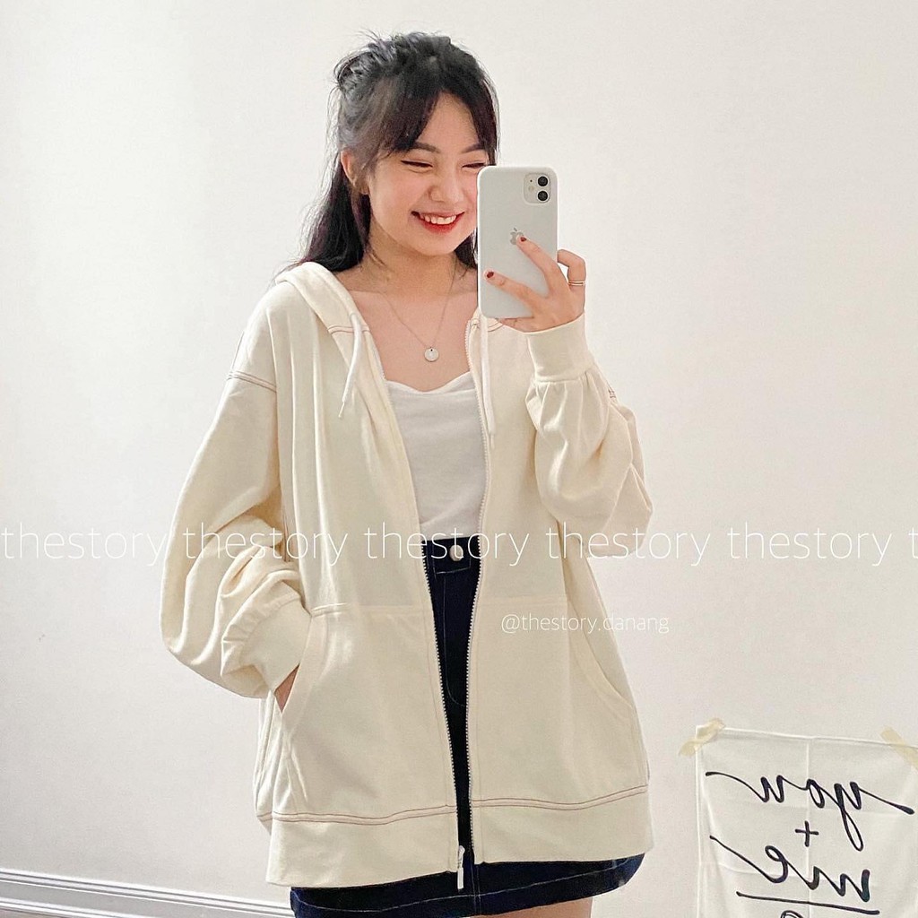 [STORY MADE] [STR] Áo Zip Hoodie SS1, viền chỉ đỏ A709