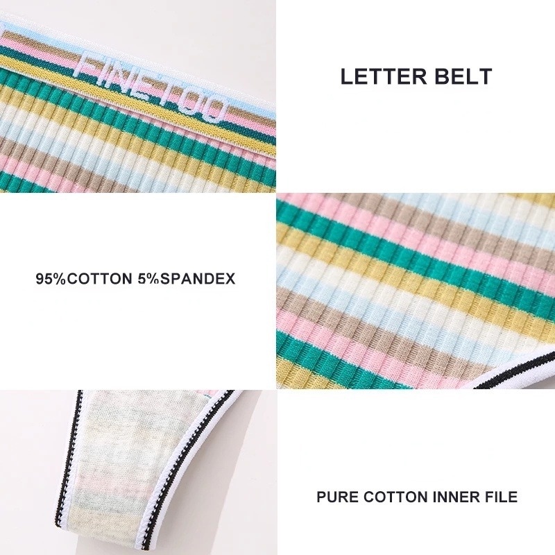 Set 3 quần lót TAKETALK vải cotton lọt khe thoáng khí in họa tiết sọc nhiều màu sắc có size S-XL dành cho nữ