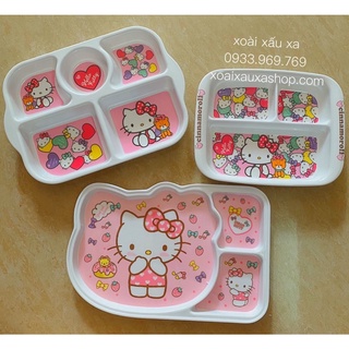 Khay dĩa nhựa chia ngăn hello kitty - đoraemon