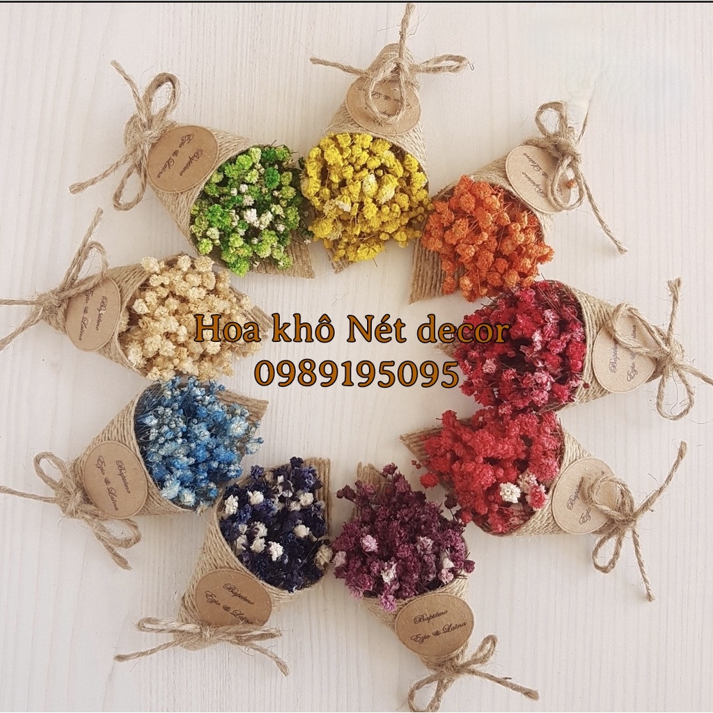 Bó hoa khô size mini trang trí bánh kem , hộp quà , set đồ trang trí