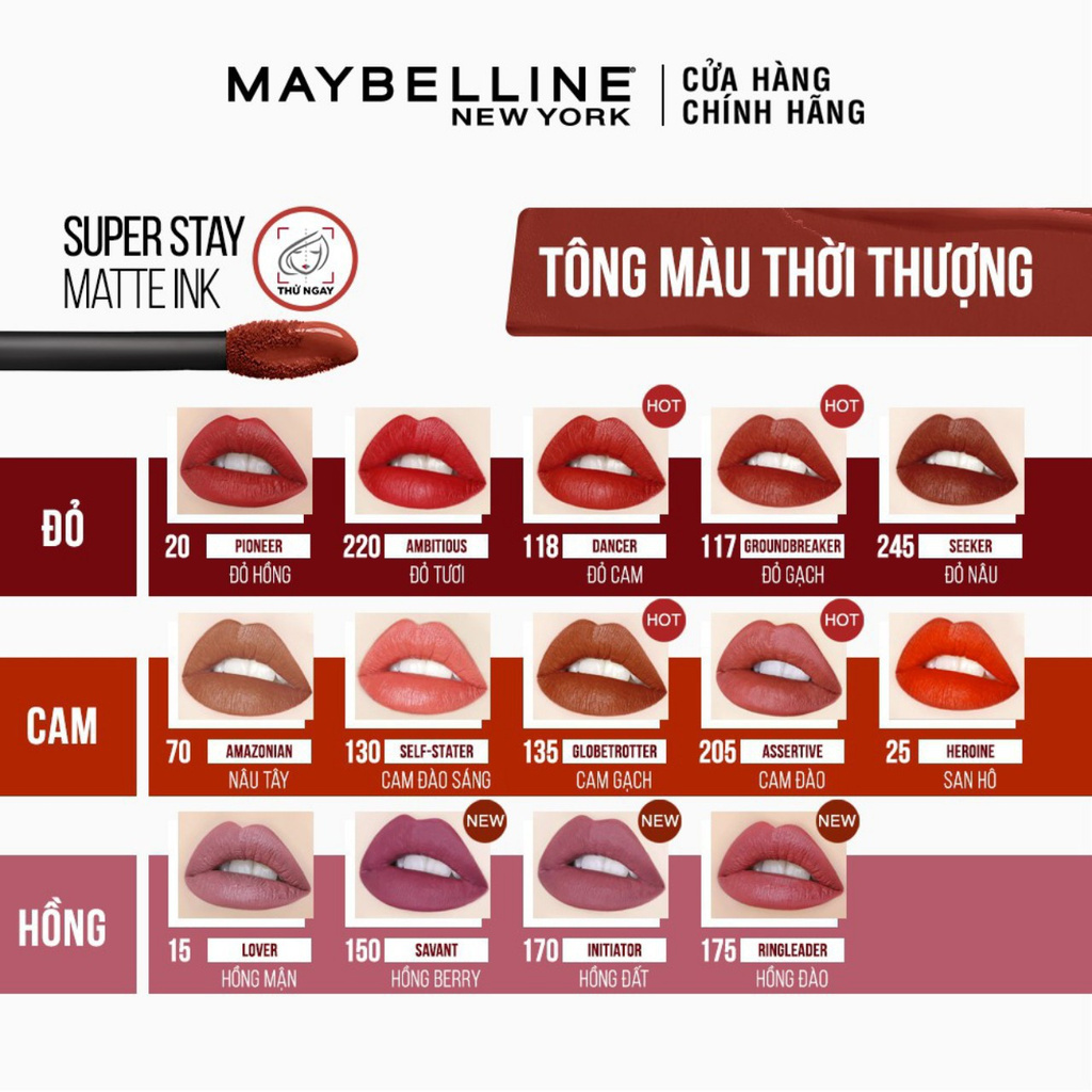 Son Kem Lì 16h Lâu Trôi Maybelline New York Super Stay Matte Ink City Edition Lipstick 5ml - Mỹ Chính Hãng