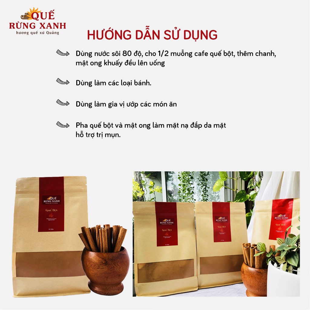 Quế bột cạo vỏ sấy lạnh túi 500g Quế Rừng Xanh 100% nguyên chất giúp ổn định đường huyết