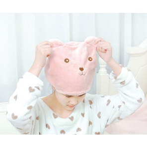 Mũ Trùm Đầu Hình Gấu Làm Khô Tóc Thấm Hút Tốt Hoạt Hình cute dễ thương khăn tắm