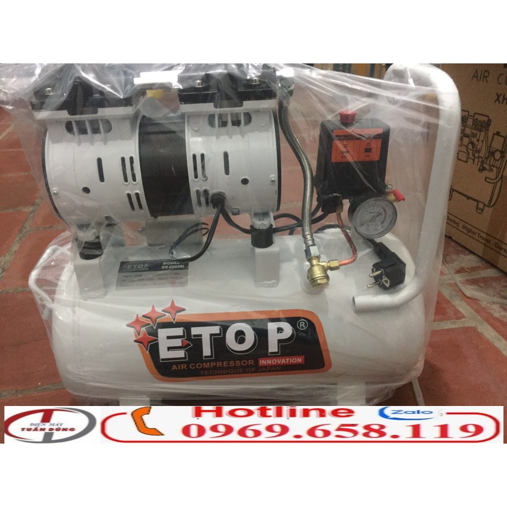 Máy nén khí sạch giảm âm không dầu ETOP 30L-Công suất 600W - bảo hành 18 tháng