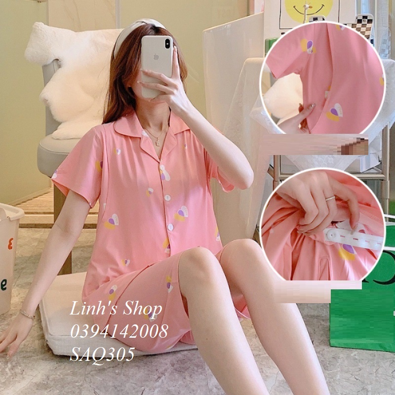 Set Bầu Bộ Bầu Mặc Nhà Sau Sinh Cho Bé Bú Bé Ti-SAQ305