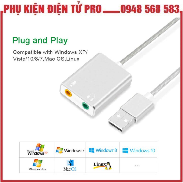 Usb Sound Card 7.1Ch - Usb Sound Card 7.1 Âm Thanh 3D Cao Cấp