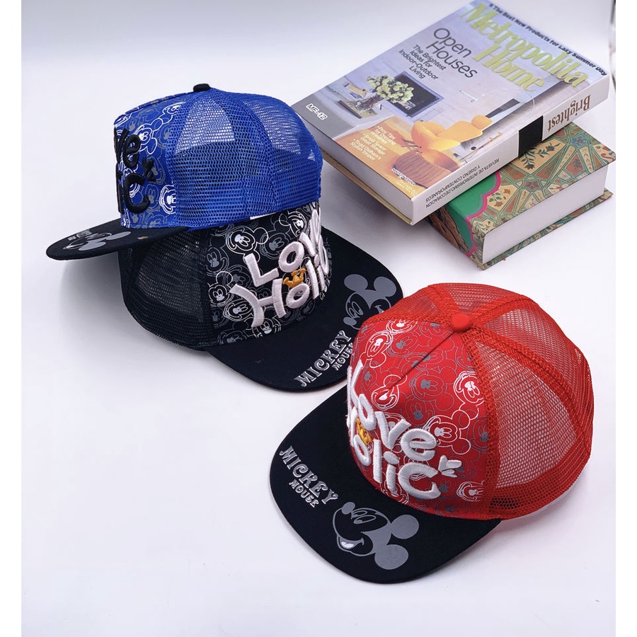 Mũ Lưỡi Trai Phối Lưới Thêu Chữ Phong Cách Hip hop Thời Trang Mùa Hè Cho Bé