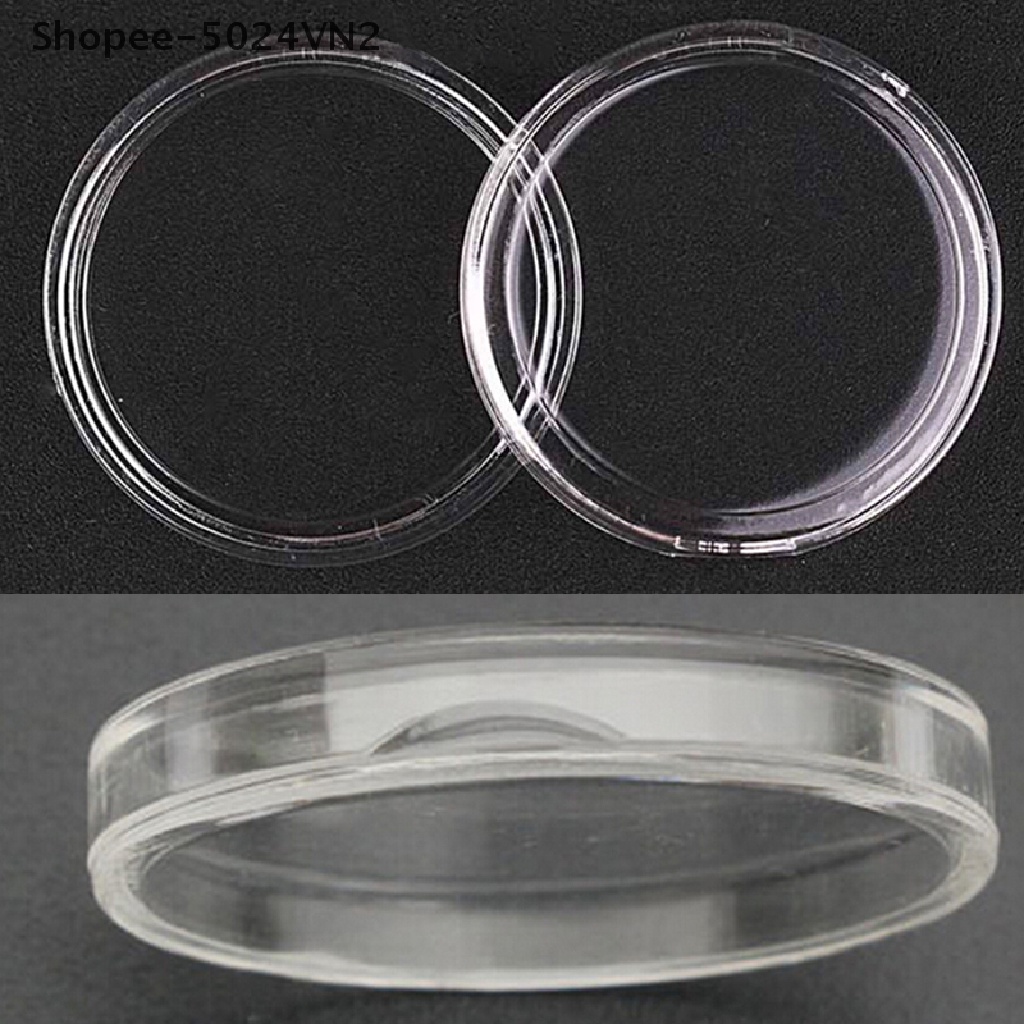 Set 10 Hộp Tròn Trong Suốt Đựng Tiền Xu 35mm