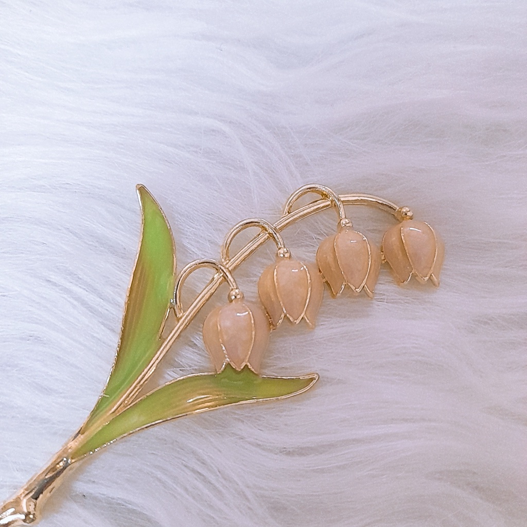 Trâm cài tóc cành hoa 4 bông linh lan, cài tóc hoa lan chuông phong cách cổ trang