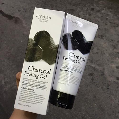 Tẩy da chết Arrahan Charcoal Peeling Gel 180ml chính hãng, chiết xuất từ than hoạt tính + Tặng 01 mặt nạ dưỡng da