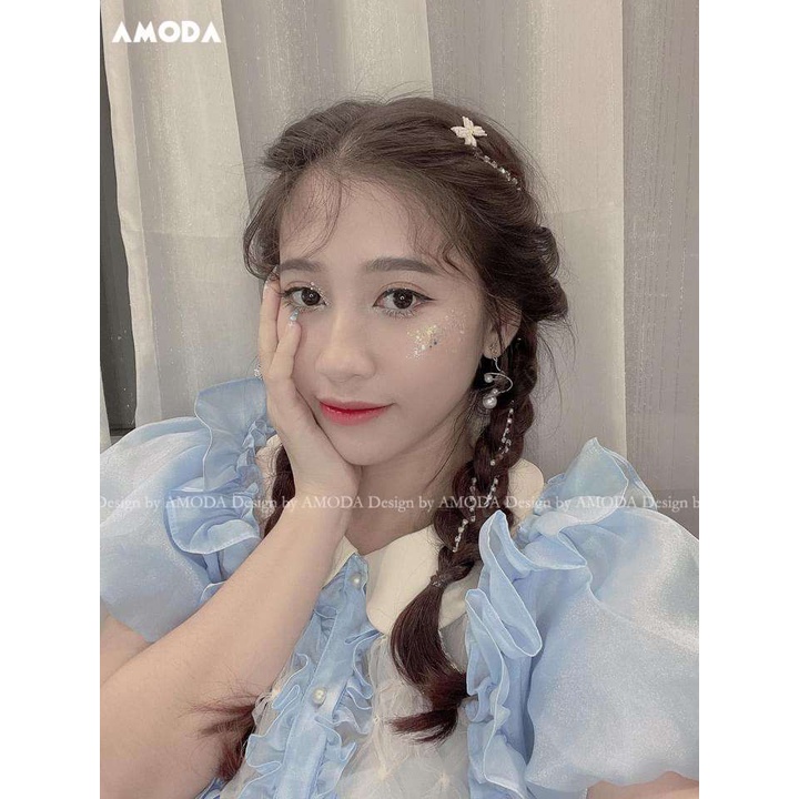 Áo  sơ mi   tiểu  thư dễ thương thiết kế cao cấp AMODA va002