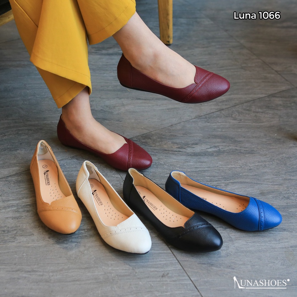 Giày búp bê nữ đế bệt da bò thật LUNASHOES 1066 đế tpr chống trơn lót siêu mềm bảo hành 2 năm 1 đổi 1 đi êm chân