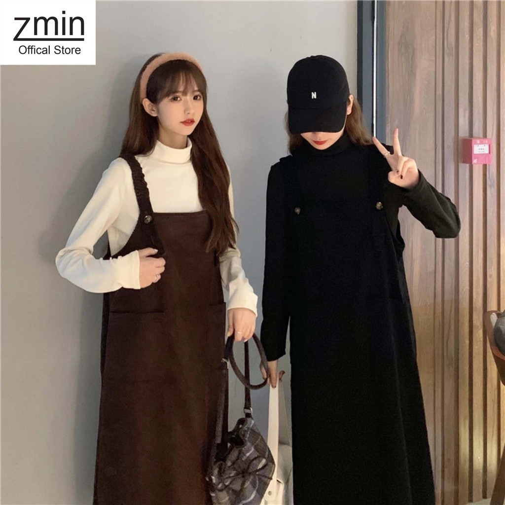 Yếm nhung dáng dài ulzzang, chất liệu nhung tăm-A004