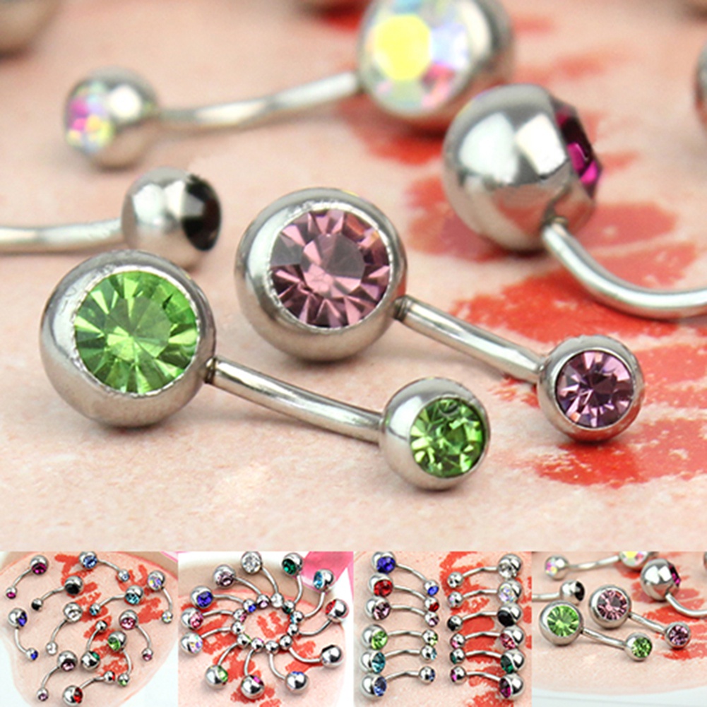 Bộ 12 Khuyên Rốn Thép 316L Đính Đá Cá Tính