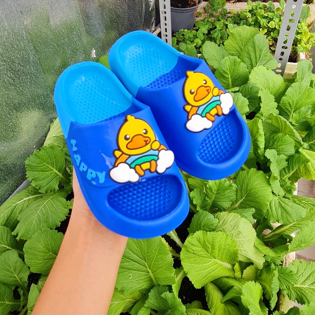 Dép bánh mì siêu nhẹ gắn hình vịt đế 2 màu siêu hot cho bé trai bé gái