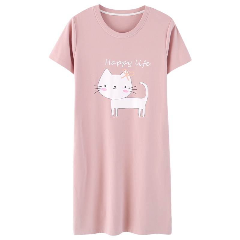 Đầm Ngủ Cotton Tay Ngắn Dáng Rộng Phong Cách Hàn Quốc Dễ Thương Cho Nữ | BigBuy360 - bigbuy360.vn