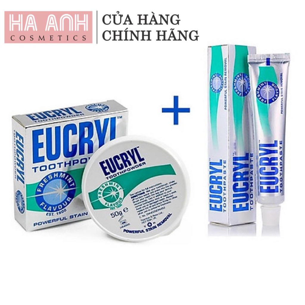 Kem đánh răng/bột Làm Trắng Răng Hương Bạc Hà EUCRYL Tooth Powder Freshmint