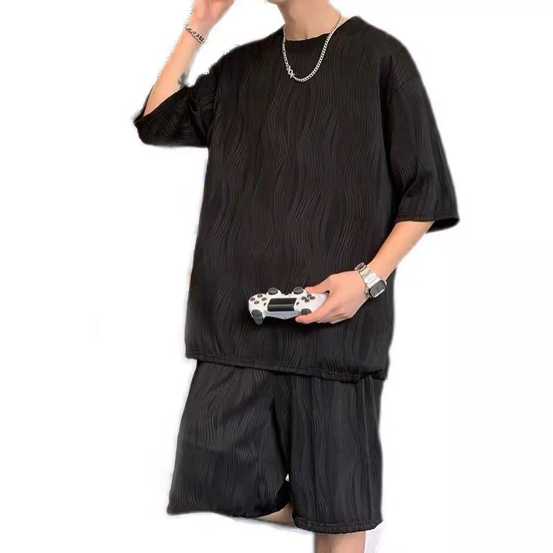 Đồ bộ nam ,Bộ thời trang nam nữ Unisex chất liệu đũi cao cấp kẻ tăm sóng 3K unisex kiểu dáng hàn quốc thoáng mát mùa hè