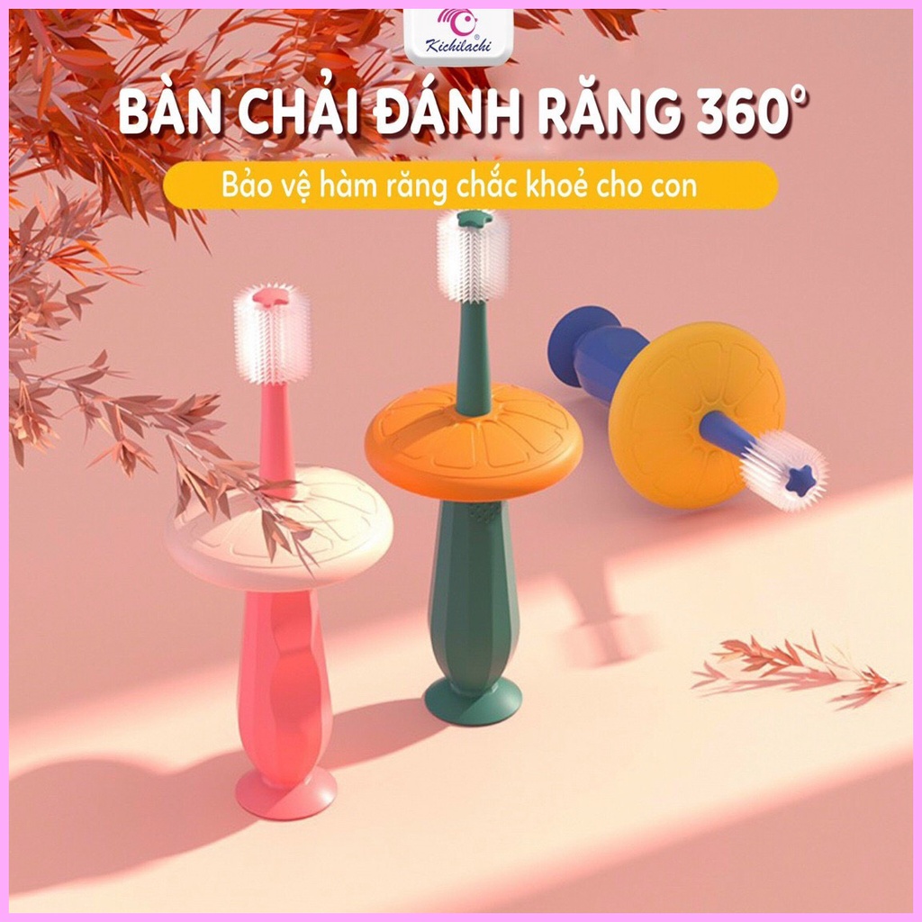 Mẫu mới - Bàn chải đánh răng 360 độ Kichilachi - Silicon mềm mại