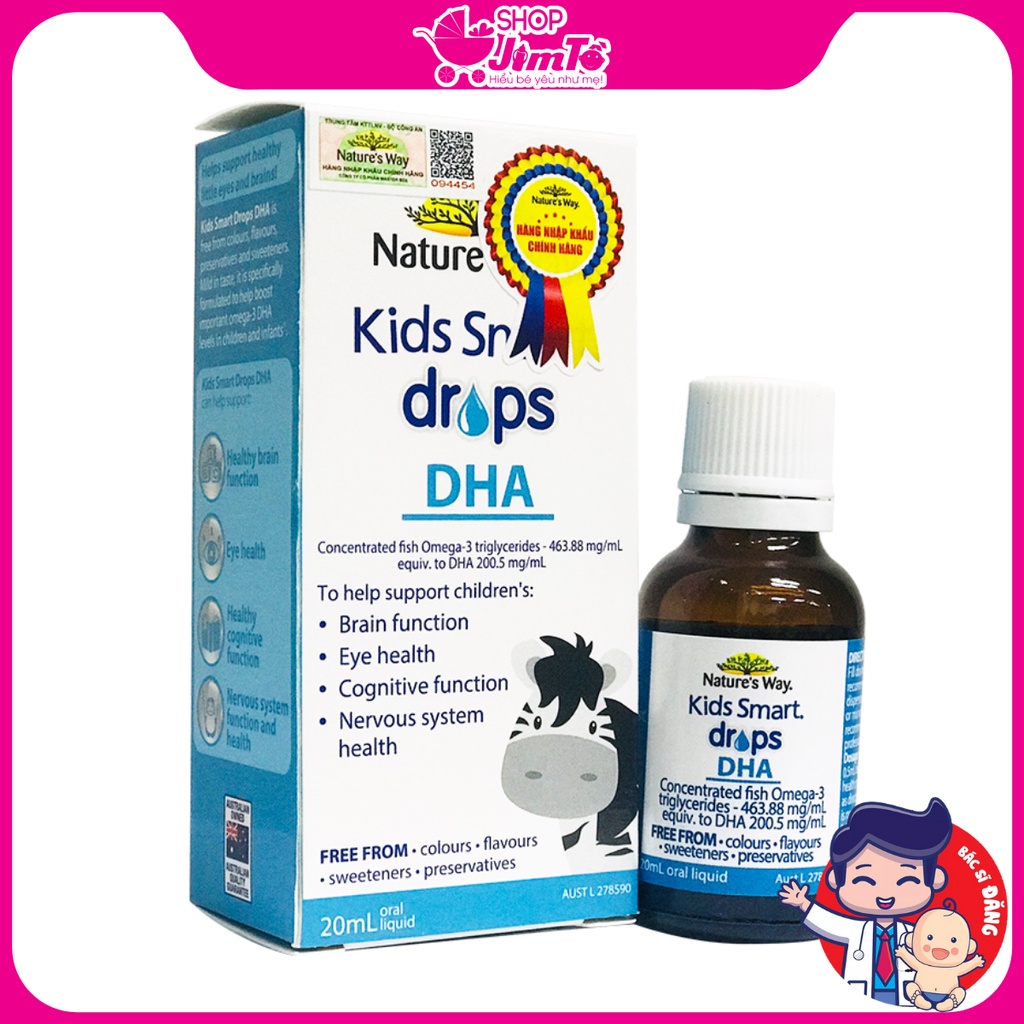 DHA 💥 Chính hãng  💥DHA Nature's Way Kids Smart Drops DHA Dạng Nhỏ Giọt Giúp Tăng Cường Trí Thông Minh Cho Trẻ Lọ 20ml