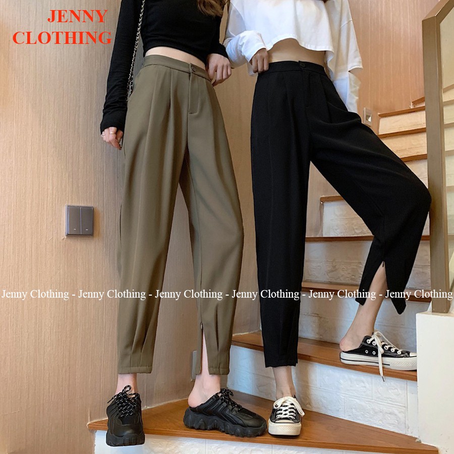 [Mã FAMARAL1 giảm 10K đơn 50K] Quần baggy bo gấu cạp cao - chất vải tuyết mưa - lưng chun khóa ống chân siêu HOT
