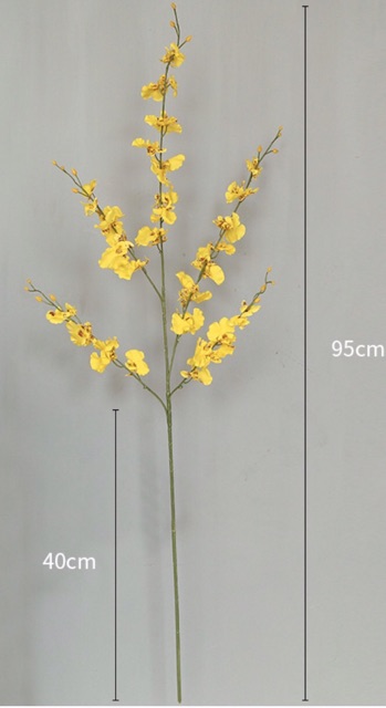 Hoa giả - Một cành  Lan vũ nữ loại 1 có 5 nhánh cao 95cm. Hoa lụa cao cấp decor không gian sang trọng tươi mới.