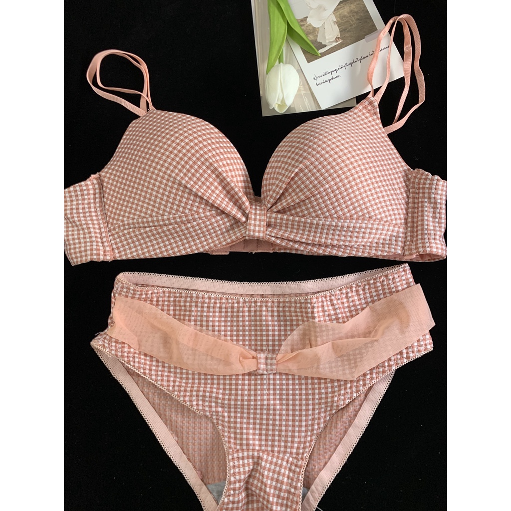 [HÀNG MỚI VỀ-CÓ ẢNH THẬT] BỘ LÓT KẺ CARO kHÔNG GỌNG CÓ ĐỆM NGỰC SIÊU ĐẨY- NỘI Y CHARMOSE | BigBuy360 - bigbuy360.vn