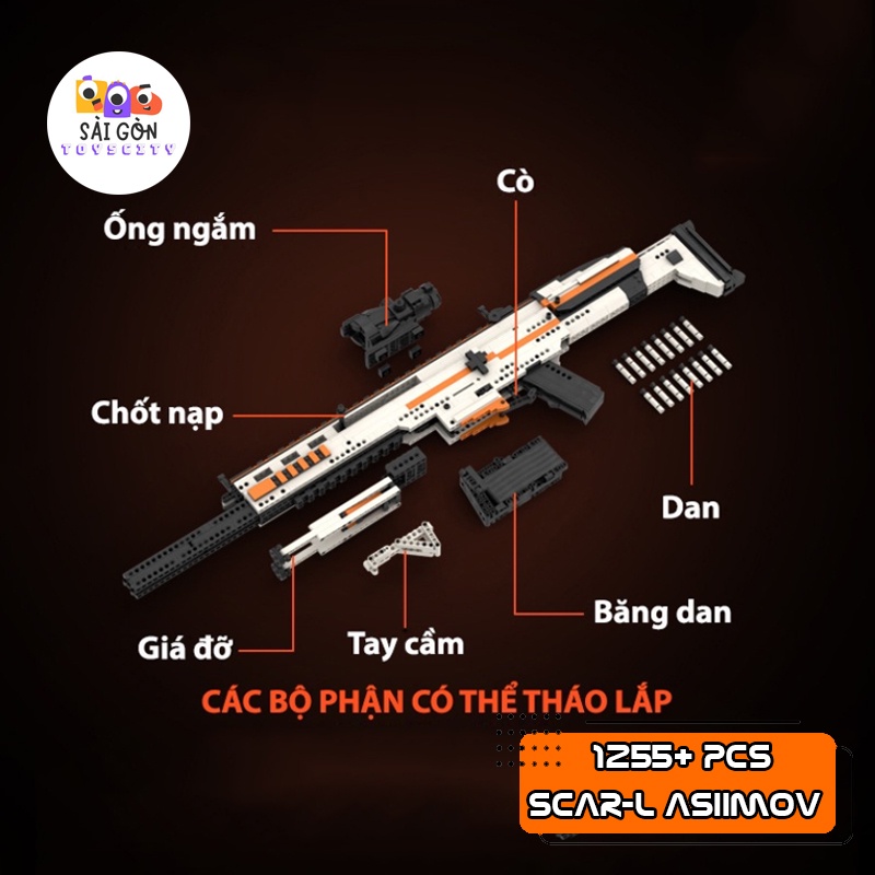 Đồ Chơi Lắp Ráp Rèn Luyện Trí Tuệ Mô Hình CSGO PUBG Súng Scar-L Asiimov Cực Hot Trong PUBG Với 1255+ PCS - MOC Kevin183
