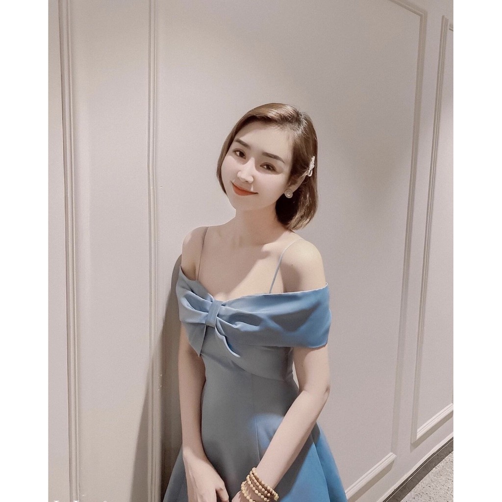 Đầm Dự Tiệc💖Đầm Nữ Thiết Kế Trễ Vai Nơ Ngực Siêu Đẹp K55 | BigBuy360 - bigbuy360.vn