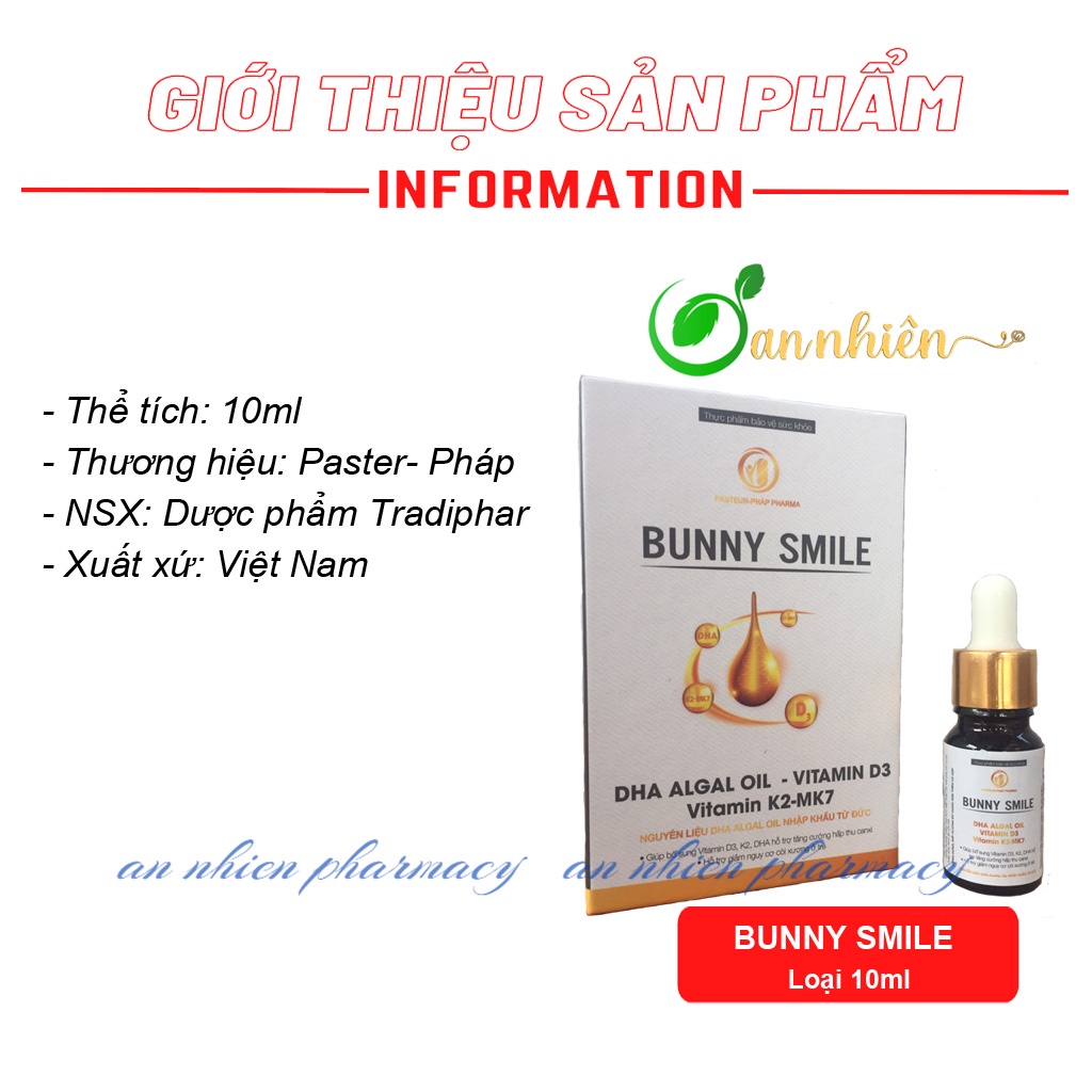 Bunny Smile - Hỗ trợ giảm nguy cơ còi xương ở trẻ, bổ sung Vitamin D3, K2, DHA