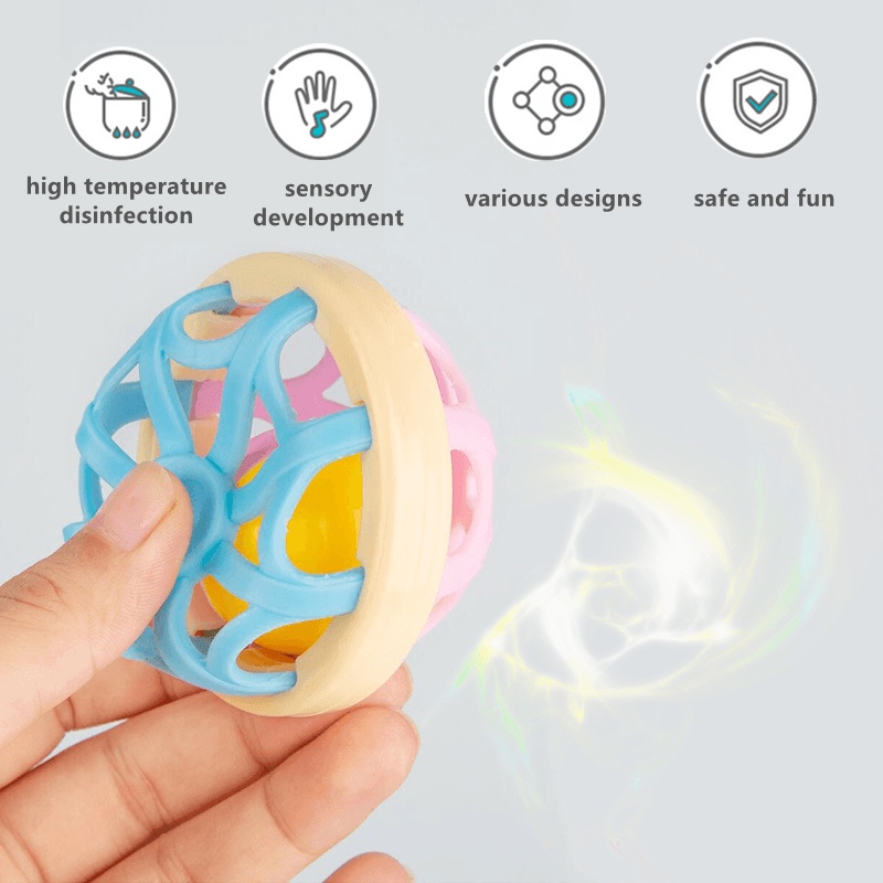 Bộ Đồ Chơi Lục Lạc Chất Liệu Silicone Mềm Không BPA Phát Ra Âm Thanh Vui Nhộn Cho Bé Sơ Sinh