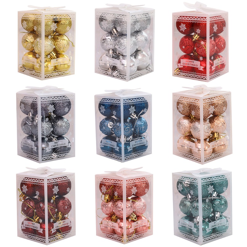 Set 12 quả châu lấp lánh trang trí cây thông noel