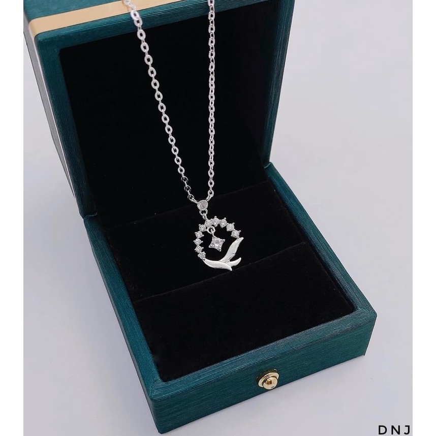 Dây chuyền bạc nữ mặt liền đính đá sang trọng LINH MIU SILVER