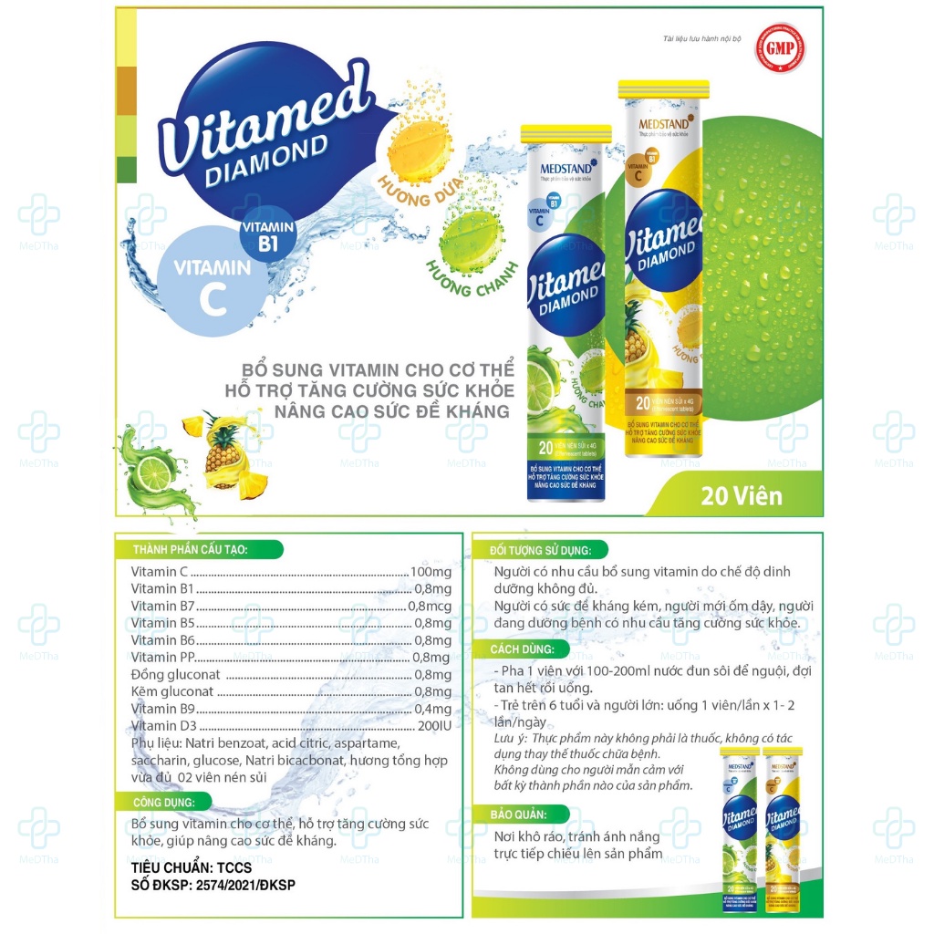 Viên Sủi Vitamed Diamond - Bổ Sung Vitamin, Tăng Sức Đề Kháng, Tăng Cường Sức Khỏe