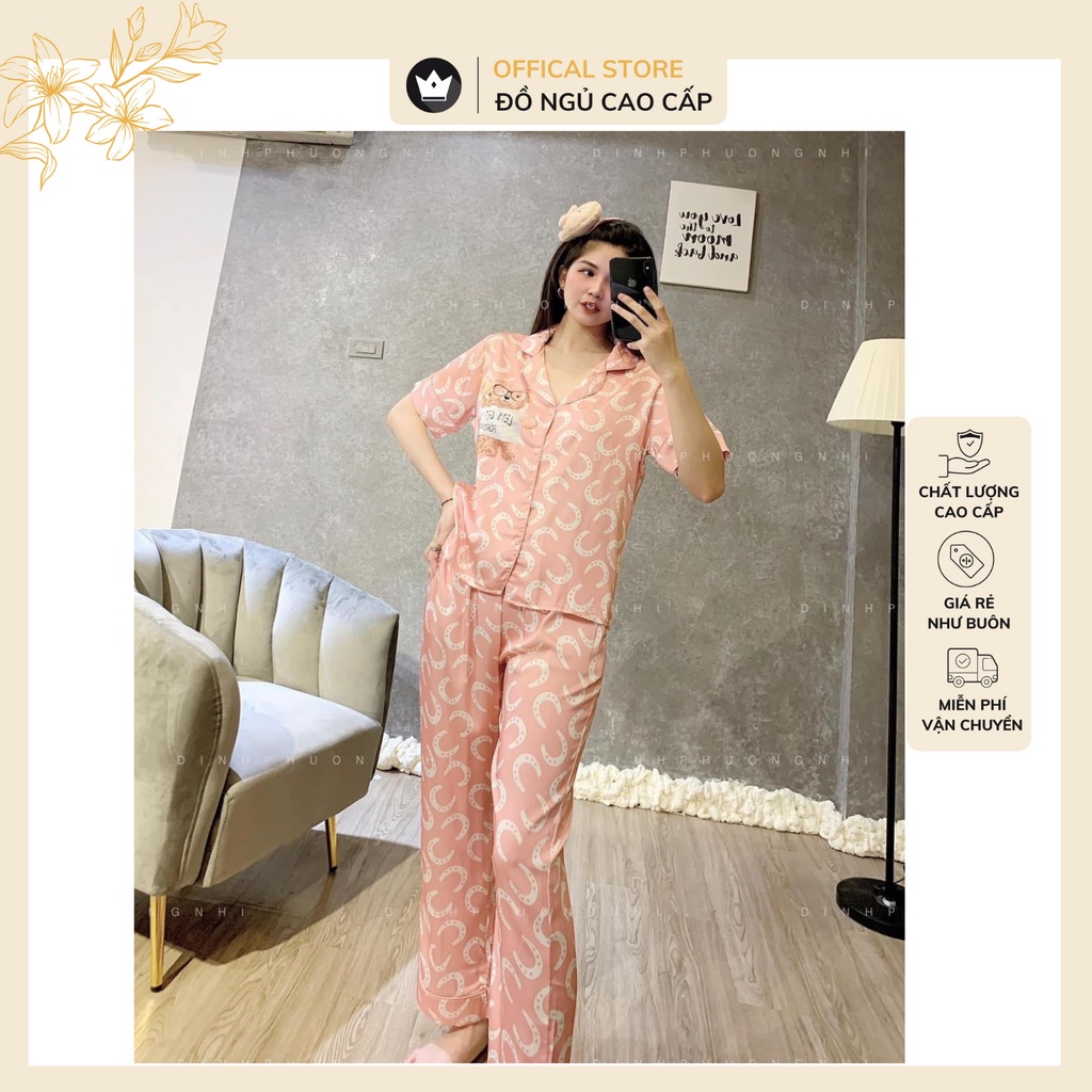 Đồ bộ Pijama - Bộ lụa Latin cộc tay + quần dài Cao Cấp,thiết kế trẻ trung,họa tiết nhẹ nhàng