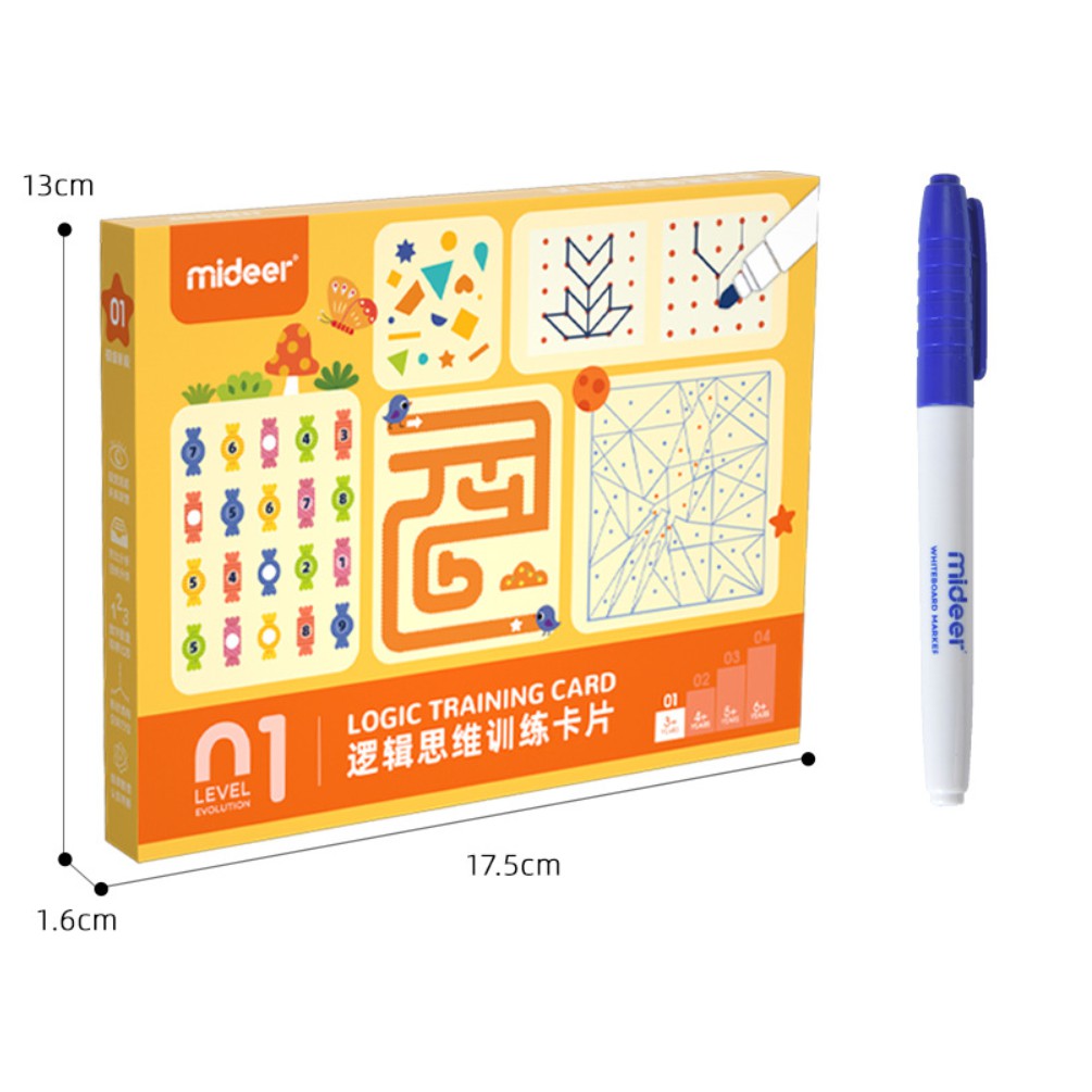 Bộ trò chơi tư duy MIDEER Logic Training Card - Giải Đố Mê Cung Fun Mazes - Nối Điểm Dot To Dot - Tô màu Coloring Pixel