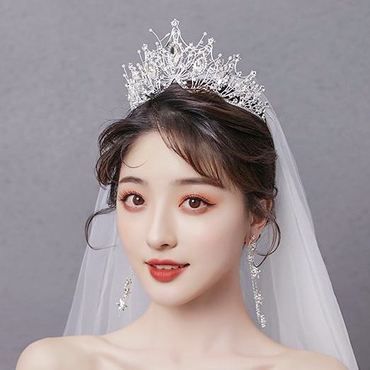 Vương Miện Đính Đá Pha Lê Vàng Điều Chỉnh Được Thời Trang Cho Cô Dâu