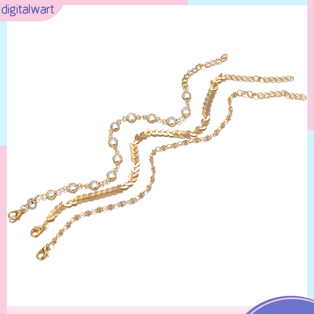 Vòng đeo chân kiểu xương cá đính đá pha lê