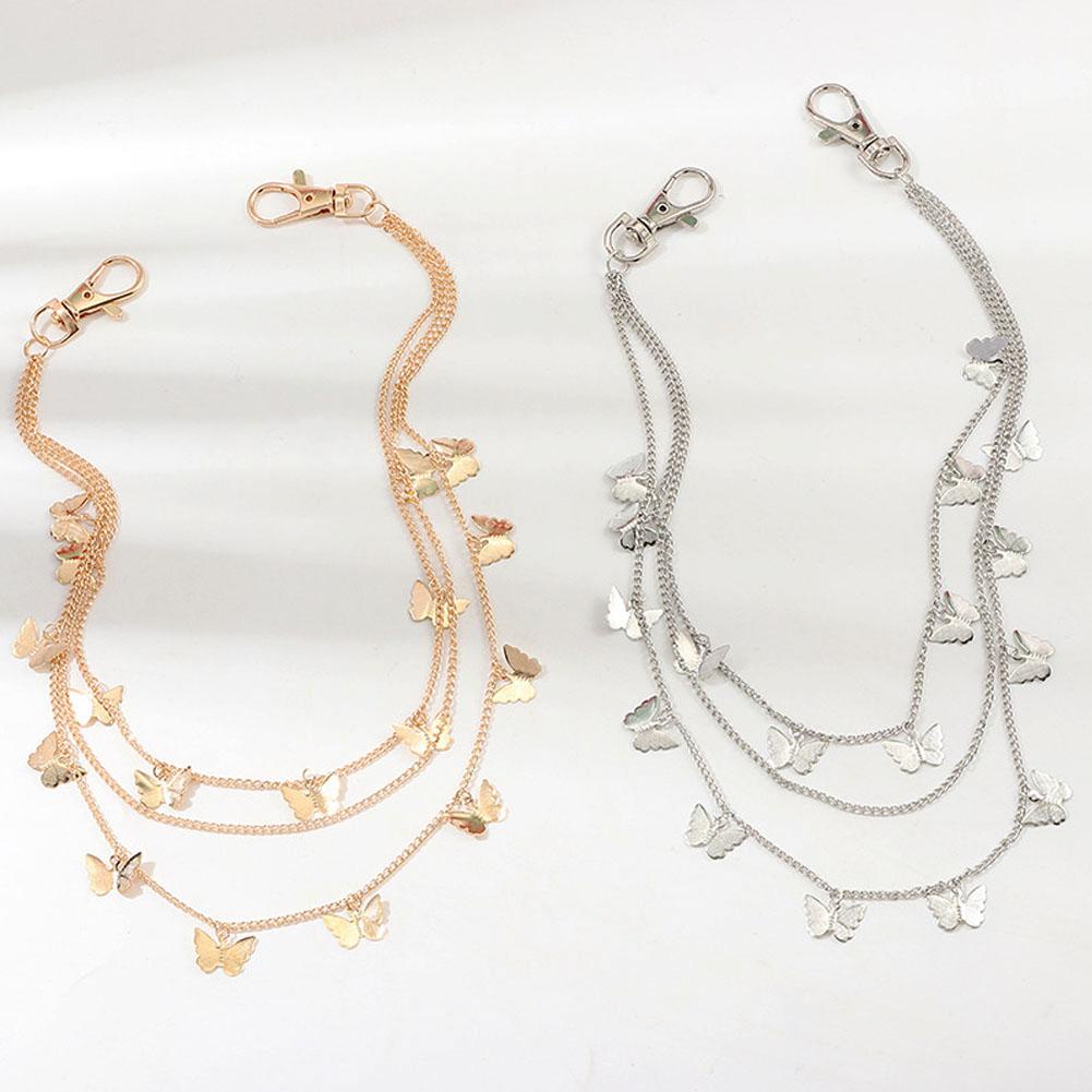 Dây Xích Đeo Thắt Lưng Nhiều Lớp Bằng Kim Loại Hình Bướm Thời Trang Cho Nữ