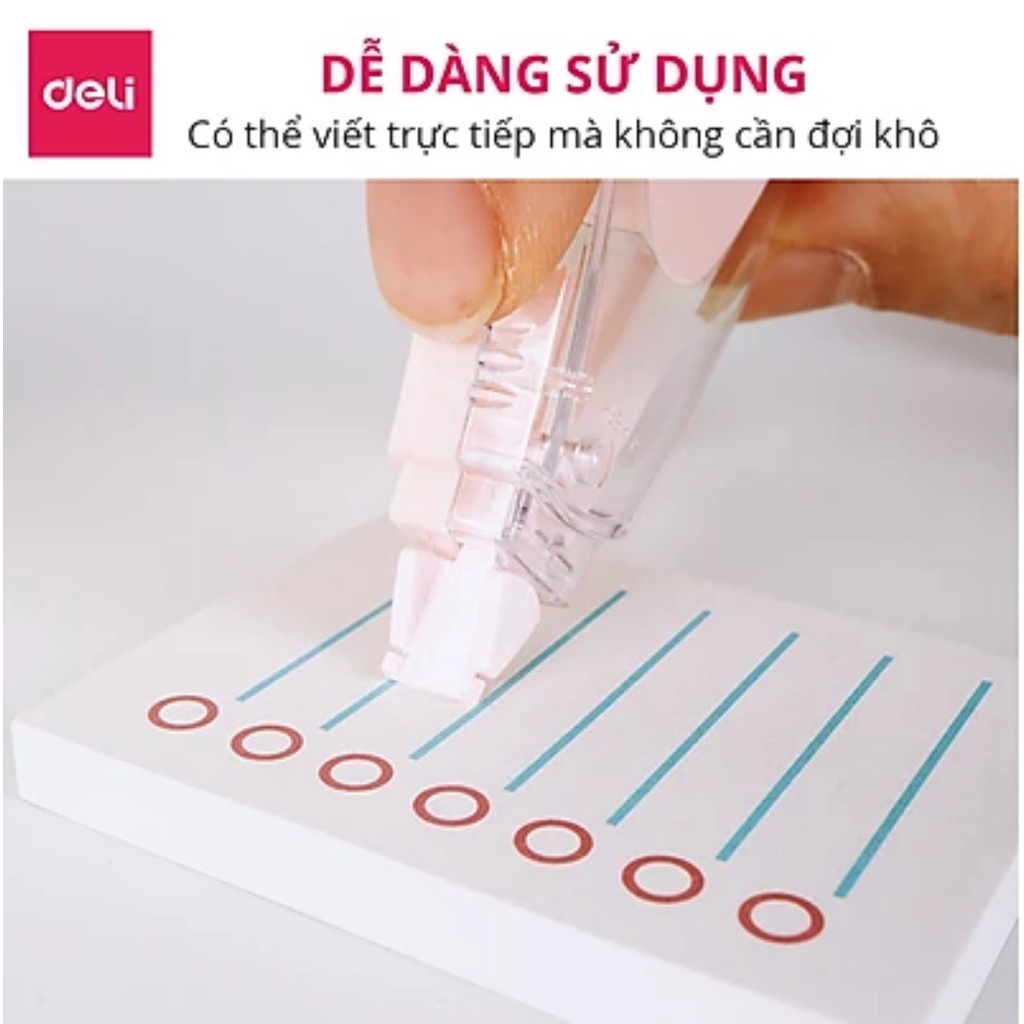 Bút xoá băng, băng xóa  12m Deli - Xanh dương/ Cam/ Xanh lá - 1 chiếc - E8137